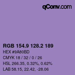 Color code: RGB 154.9 128.2 189 | qconv.com