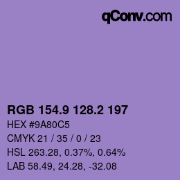 カラーコード: RGB 154.9 128.2 197 | qconv.com