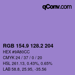 カラーコード: RGB 154.9 128.2 204 | qconv.com