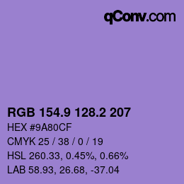 カラーコード: RGB 154.9 128.2 207 | qconv.com