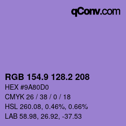 Color code: RGB 154.9 128.2 208 | qconv.com