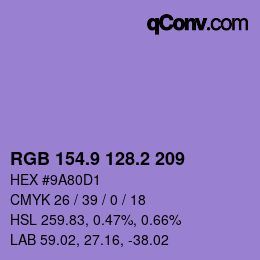 カラーコード: RGB 154.9 128.2 209 | qconv.com