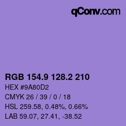 カラーコード: RGB 154.9 128.2 210 | qconv.com
