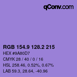 カラーコード: RGB 154.9 128.2 215 | qconv.com