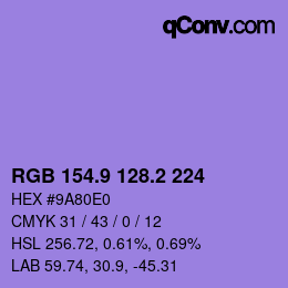 カラーコード: RGB 154.9 128.2 224 | qconv.com