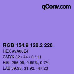 カラーコード: RGB 154.9 128.2 228 | qconv.com