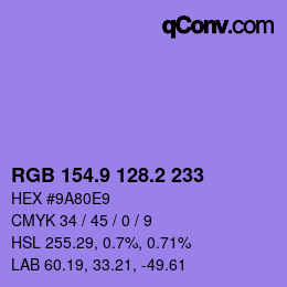 カラーコード: RGB 154.9 128.2 233 | qconv.com