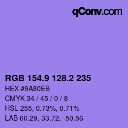 カラーコード: RGB 154.9 128.2 235 | qconv.com