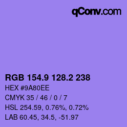 カラーコード: RGB 154.9 128.2 238 | qconv.com