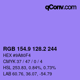 カラーコード: RGB 154.9 128.2 244 | qconv.com