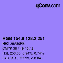 カラーコード: RGB 154.9 128.2 251 | qconv.com