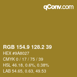 Color code: RGB 154.9 128.2 39 | qconv.com