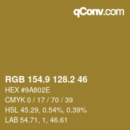 Color code: RGB 154.9 128.2 46 | qconv.com