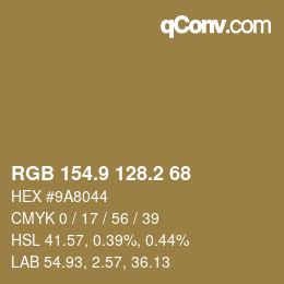 Color code: RGB 154.9 128.2 68 | qconv.com