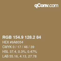 Color code: RGB 154.9 128.2 84 | qconv.com