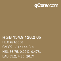 Color code: RGB 154.9 128.2 86 | qconv.com