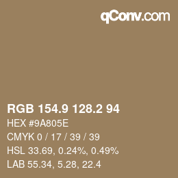 Color code: RGB 154.9 128.2 94 | qconv.com