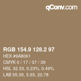 Color code: RGB 154.9 128.2 97 | qconv.com