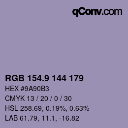 Color code: RGB 154.9 144 179 | qconv.com