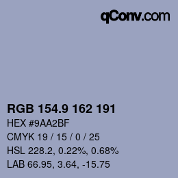カラーコード: RGB 154.9 162 191 | qconv.com