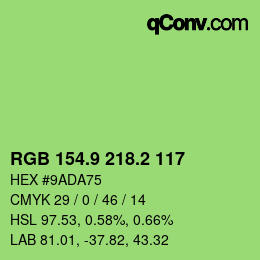 カラーコード: RGB 154.9 218.2 117 | qconv.com