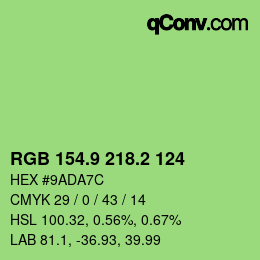 カラーコード: RGB 154.9 218.2 124 | qconv.com