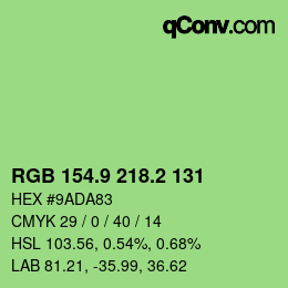 カラーコード: RGB 154.9 218.2 131 | qconv.com