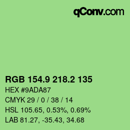 カラーコード: RGB 154.9 218.2 135 | qconv.com