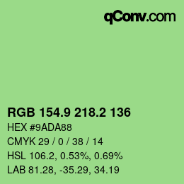 カラーコード: RGB 154.9 218.2 136 | qconv.com