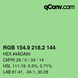 カラーコード: RGB 154.9 218.2 144 | qconv.com