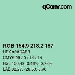 Color code: RGB 154.9 218.2 187 | qconv.com