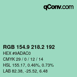 Color code: RGB 154.9 218.2 192 | qconv.com