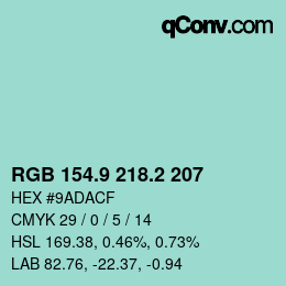 Color code: RGB 154.9 218.2 207 | qconv.com