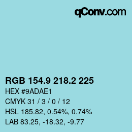 Color code: RGB 154.9 218.2 225 | qconv.com