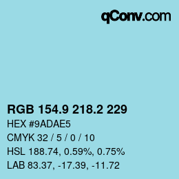 カラーコード: RGB 154.9 218.2 229 | qconv.com
