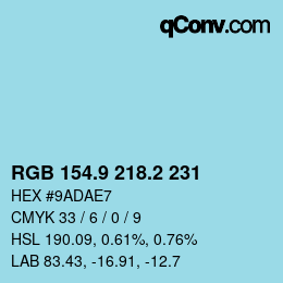 Color code: RGB 154.9 218.2 231 | qconv.com