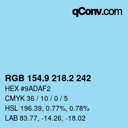 Color code: RGB 154.9 218.2 242 | qconv.com