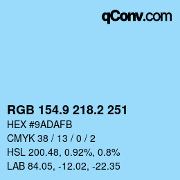 カラーコード: RGB 154.9 218.2 251 | qconv.com