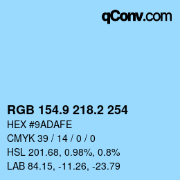 Color code: RGB 154.9 218.2 254 | qconv.com