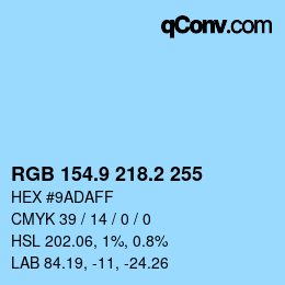 Color code: RGB 154.9 218.2 255 | qconv.com