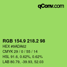 カラーコード: RGB 154.9 218.2 98 | qconv.com