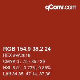 Color code: RGB 154.9 38.2 24 | qconv.com