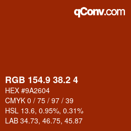 Color code: RGB 154.9 38.2 4 | qconv.com