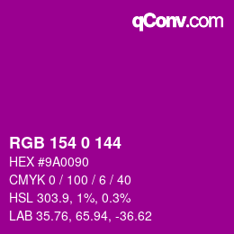 Color code: RGB 154 0 144 | qconv.com