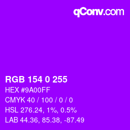 Color code: RGB 154 0 255 | qconv.com