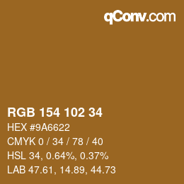 Color code: RGB 154 102 34 | qconv.com