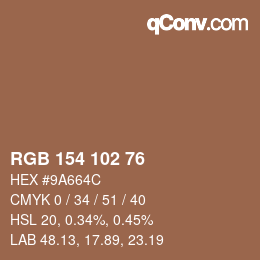 Color code: RGB 154 102 76 | qconv.com