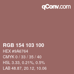 Color code: RGB 154 103 100 | qconv.com