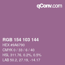 颜色代码: RGB 154 103 144 | qconv.com