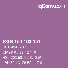 カラーコード: RGB 154 103 151 | qconv.com